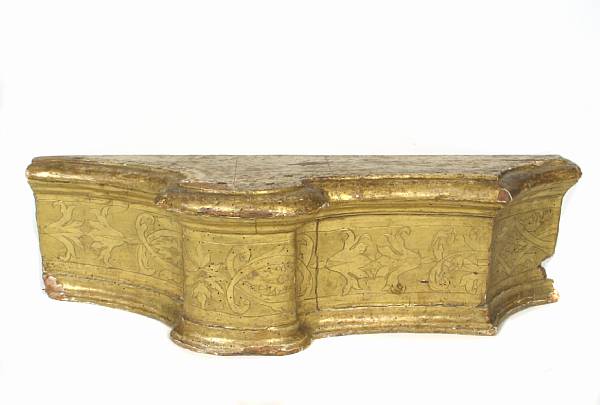 Appraisal: An Italian Baroque giltwood architectural fragment height in width depth