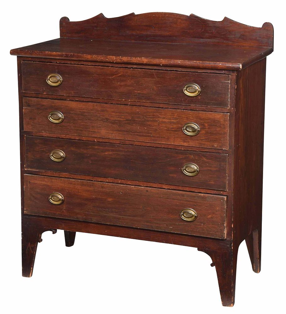 Appraisal: American Federal Stained Pine Four Drawer Chest New England -