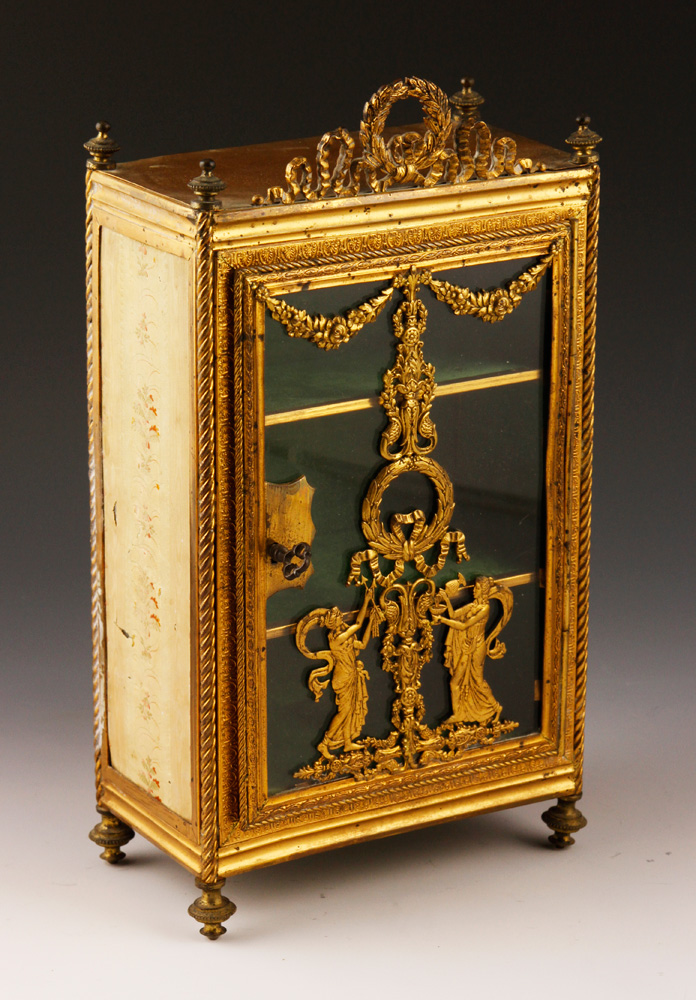 Appraisal: - th C Miniature Vitrine th century miniature dore bronze