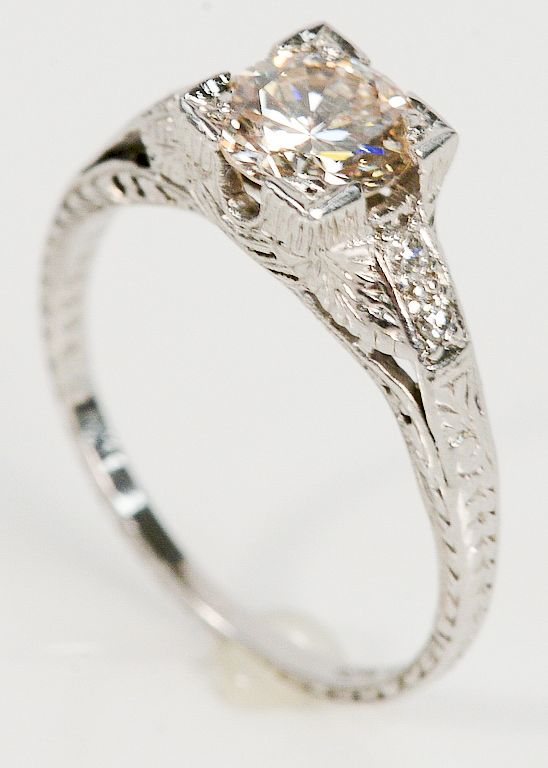 Appraisal: Platinum and diamond engagement ring having center diamond approximately cts