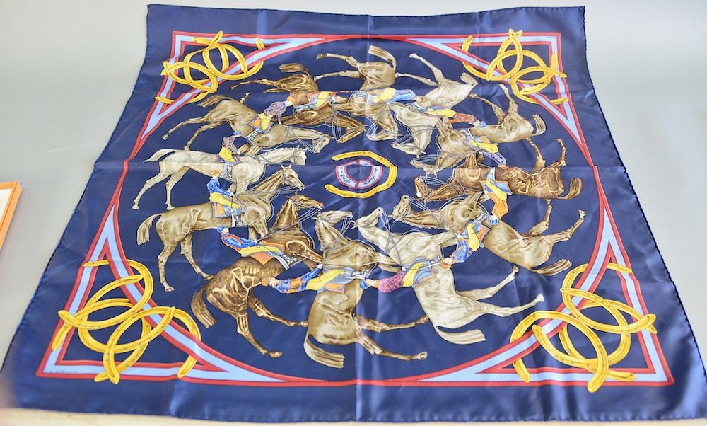 Appraisal: Hermes silk scarf La Ronde des Jockeys Horse and Jockey