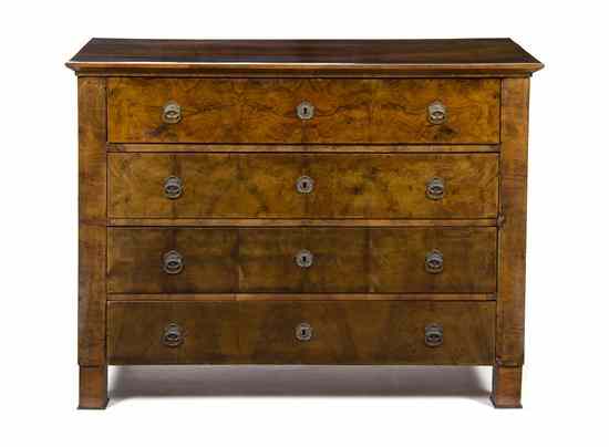 Appraisal: A Continental Burlwood Chest of Drawers th century having a