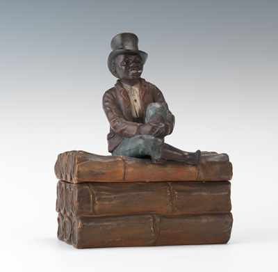 Appraisal: Johann Maresch Black Americana Figural Humidor with Top Hatted Boy