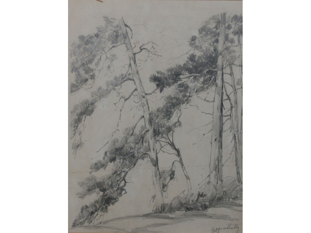 Appraisal: Alfred Hutty SC - Pines Drawing graphite on paper signed