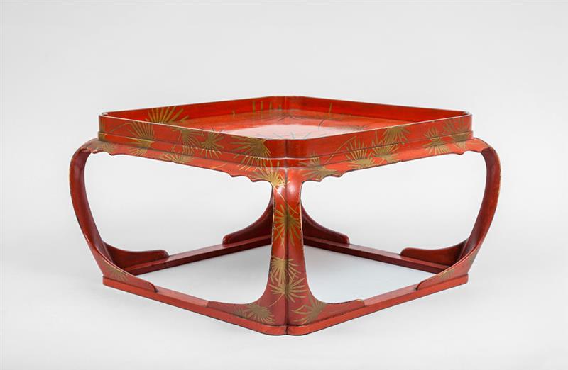 Appraisal: Japanese Red Lacquer Tray-Top Low Table With gilt decoration x