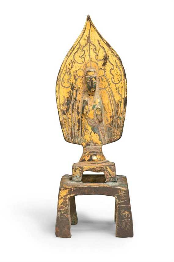 Appraisal: A GILT BRONZE MINIATURE FIGURE OF A STANDING BUDDHA China