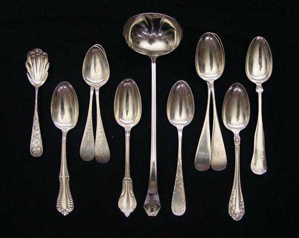 Appraisal: PIECE STERLING SERVING SPOONS MORE assorted serving spoons from assorted