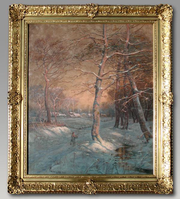 Appraisal: COLBY George Ernest American - Hunter in Winter Landscape OIL