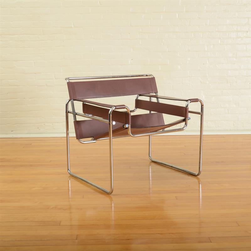 Appraisal: MARCEL BREUER WASSILY B CHAIR In leather and chrome plated