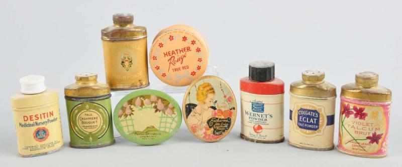 Appraisal: Lot of Early Talc Tins Description Many samples Condition Excellent