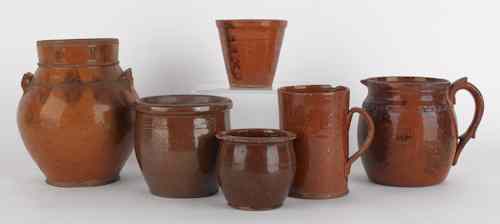 Appraisal: Six pieces of redware th c tallest -