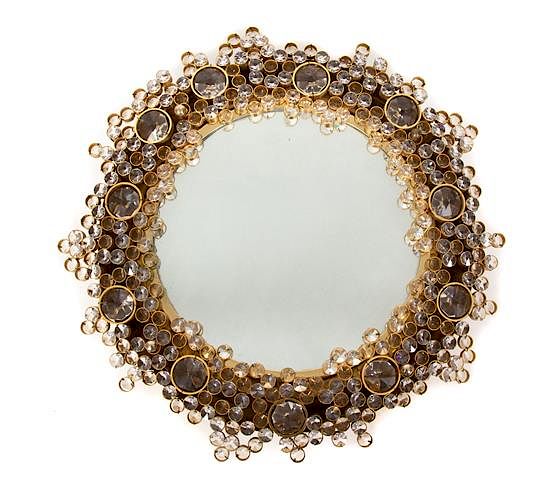 Appraisal: An Austrian Brass and Glass Mirror Diameter inches An Austrian