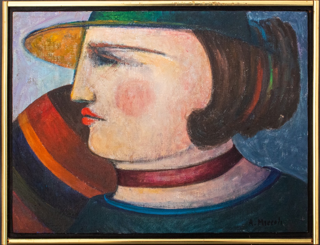 Appraisal: ARNALDO MICCOLI WOMAN IN HAT OIL ON CANVAS Arnaldo Miccoli