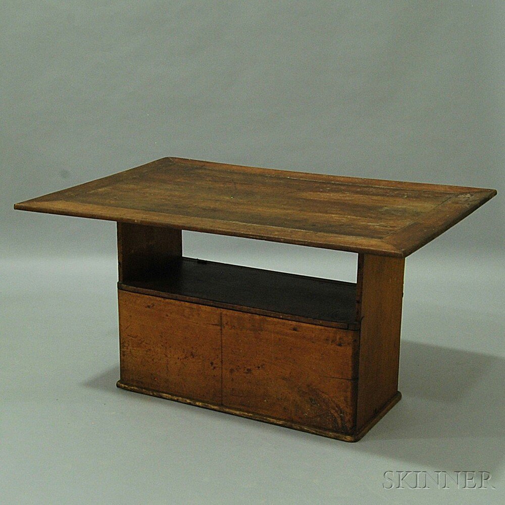 Appraisal: Country Walnut Rectangular-top Hutch Table th century ht wd dp