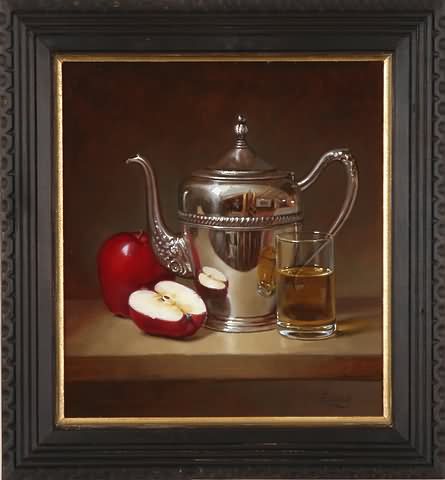 Appraisal: Still life with apples oil on panel x SLR Ewing