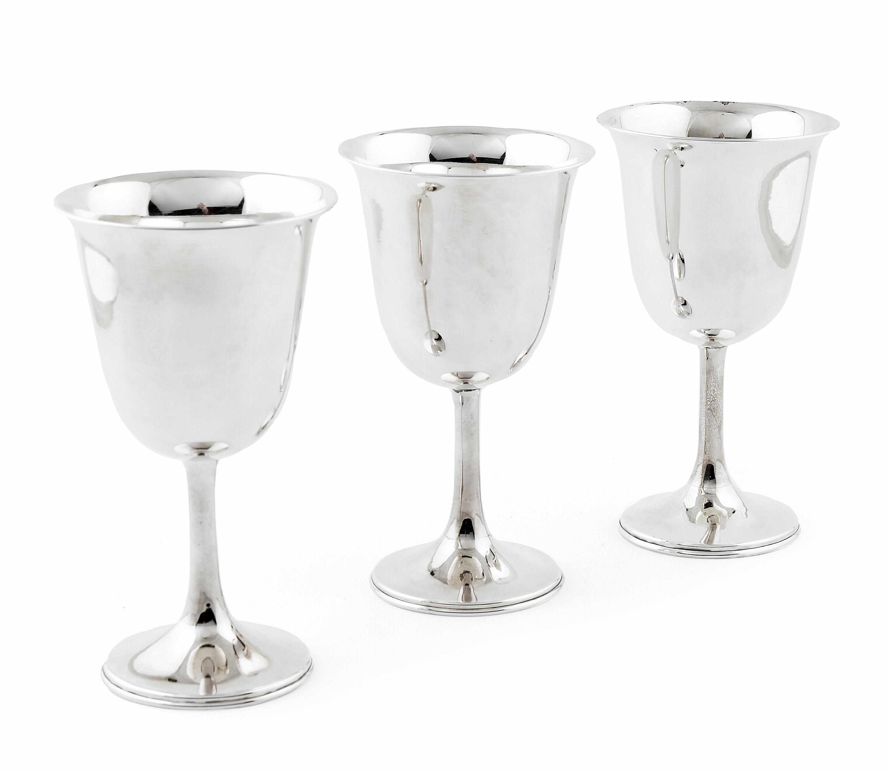 Appraisal: A set of eight Japanese sterling silver goblets Mid- th