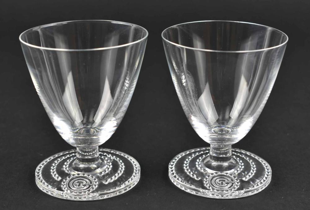 Appraisal: RARE PR LALIQUE WINE GLASSES FROM S S NORMANDIECirca Inscribed