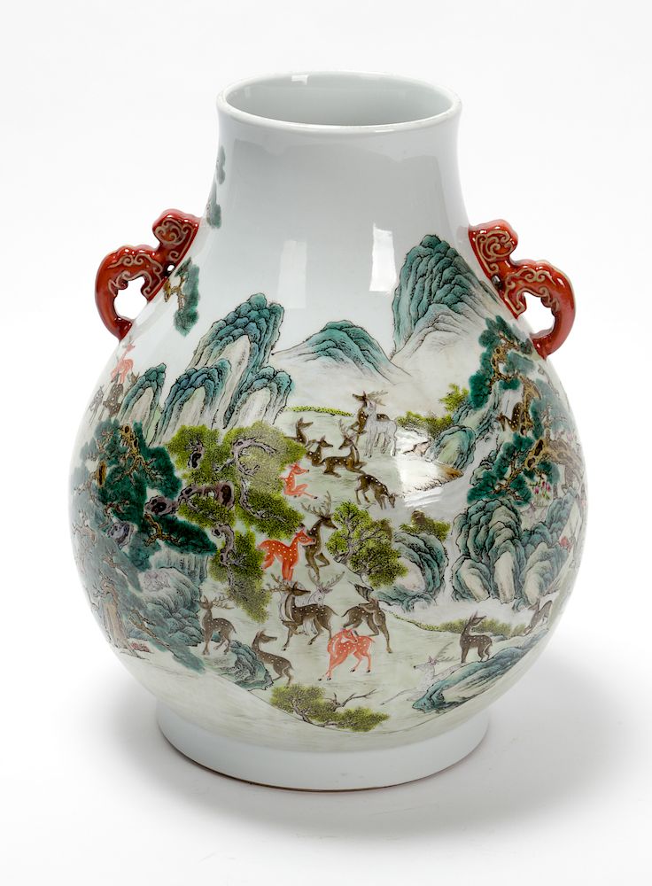 Appraisal: Fine Qing Dynasty One Hundred Deer Vase Fine Chinese Qing