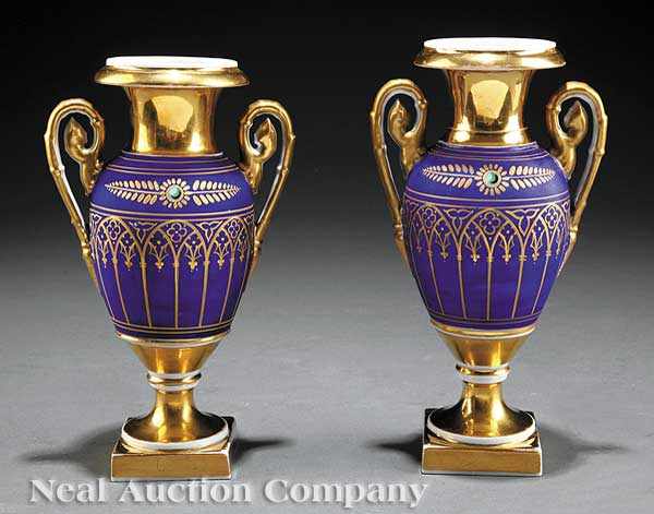 Appraisal: A Pair of Paris Porcelain Garniture Vases mid- th c