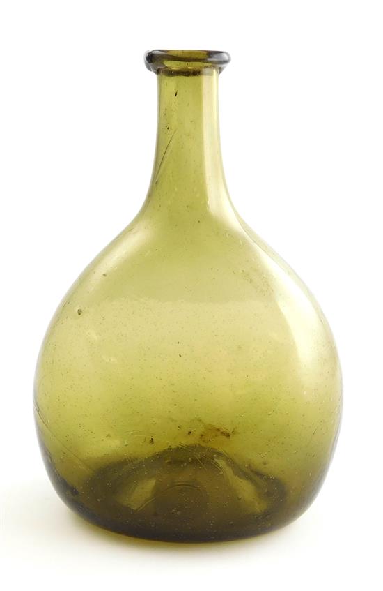 Appraisal: Early th C amber brown chestnut blown bottle probably New