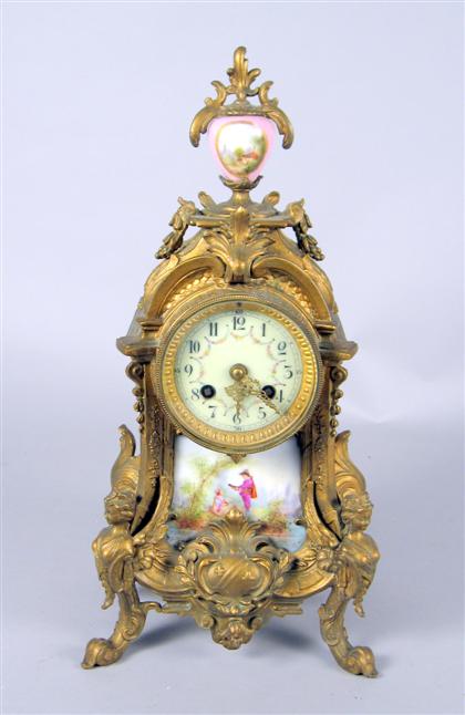 Appraisal: Louis XV style porcelain mounted gilt bronze mantle clock th