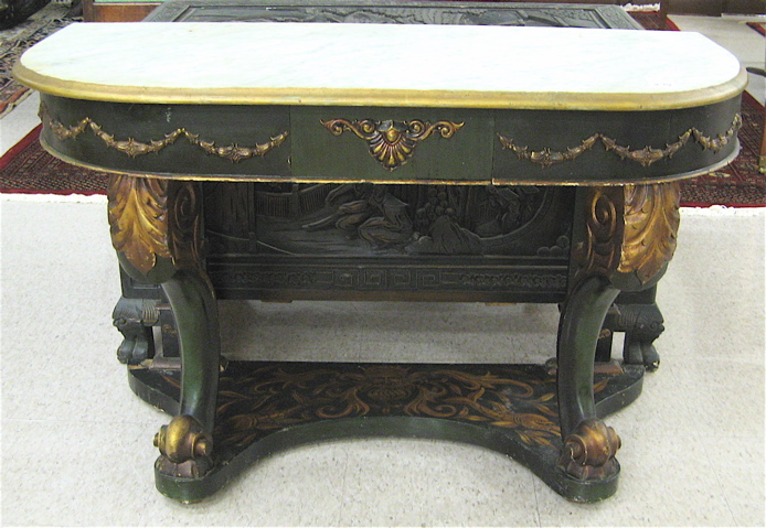 Appraisal: VICTORIAN MARBLE-TOP WASHSTAND English m th century having a semi-elliptical