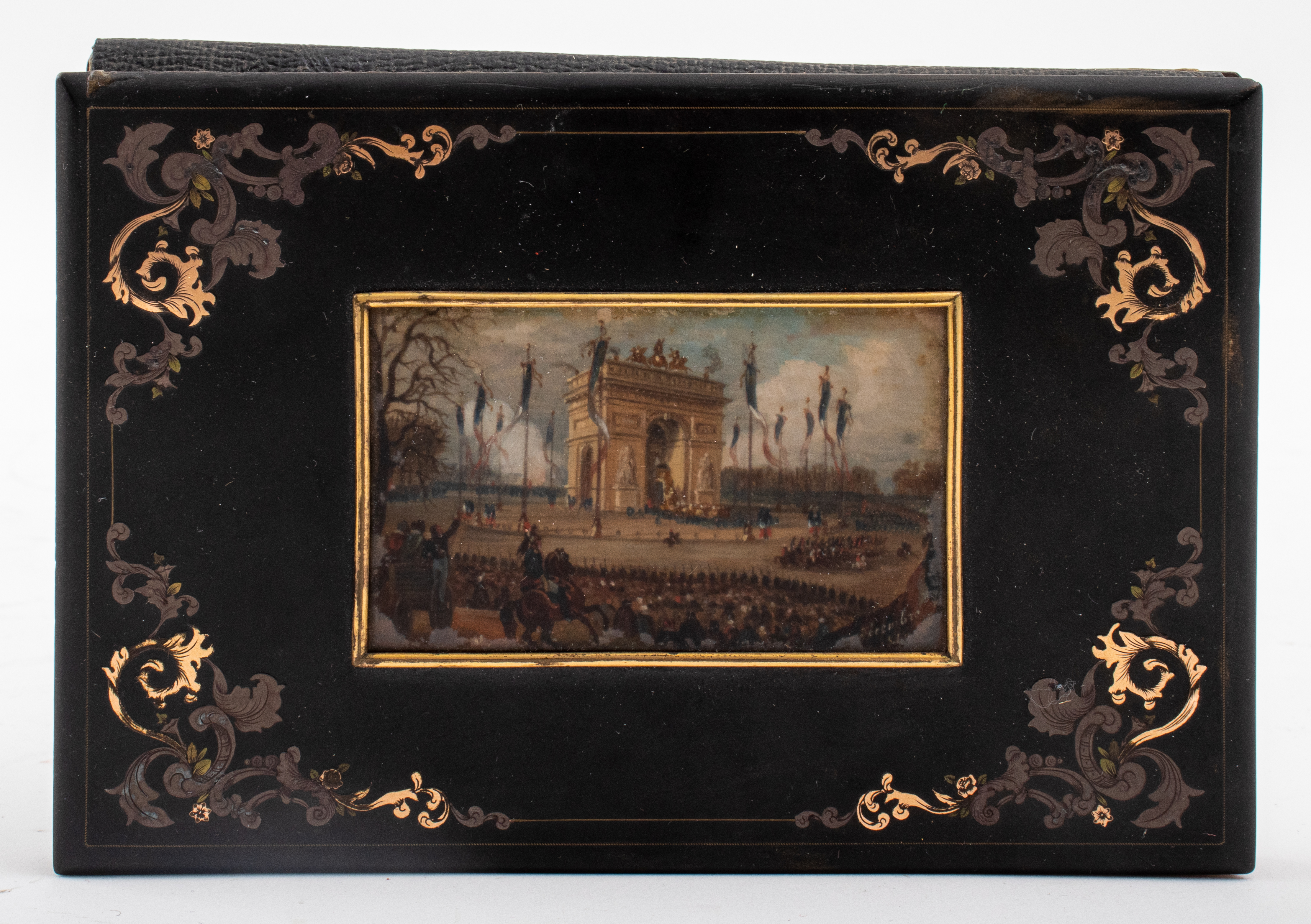 Appraisal: NAPOLEON III BRASS AND STEEL INLAID LACQUER FOLIO Napoleon III