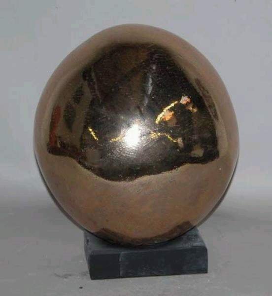 Appraisal: Large Gold Egg Metallic Mushroom Form Ceramic on Ceramic Ceramic