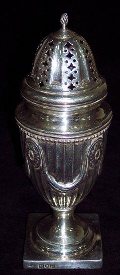 Appraisal: A late Victorian vase shaped sugar caster the pierced cover