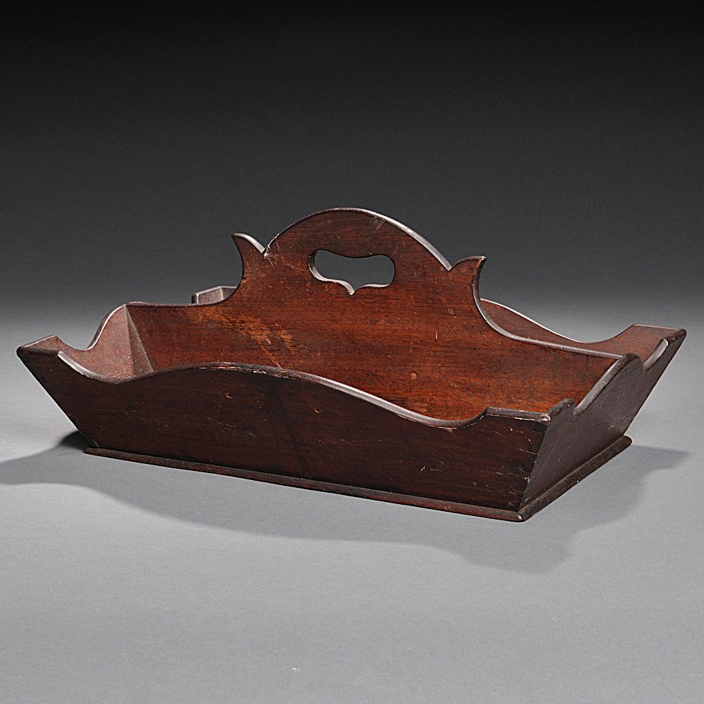 Appraisal: Mahogany Cutlery Tray America early th century the dovetailed box