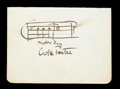 Appraisal: pieces Autograph Material Porter Cole Autograph music quotation bars titled