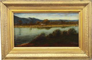 Appraisal: Signed Hudson River School Landscape with Figures Signed Hudson River