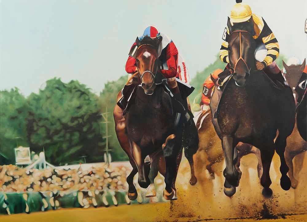 Appraisal: Terrence Fogarty Oil on Canvas Horse Racing Terrence Fogarty b