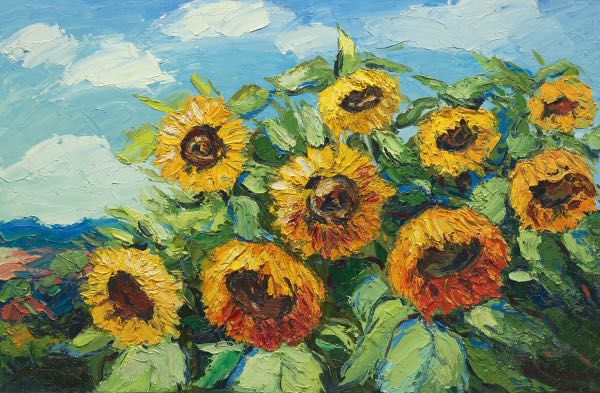 Appraisal: YURI SKORUPSKY UKRANIAN AMERICAN CONTEMPORARY x Sunny Day Sunflowers Impasto