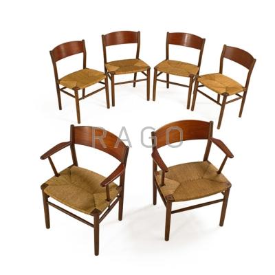 Appraisal: BORGE MOGENSEN - SOBORG MOBELFABRIK Set of six dining chairs