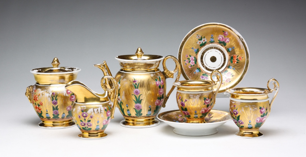 Appraisal: First quarter th century Heavily gilded with polychrome floral decoration