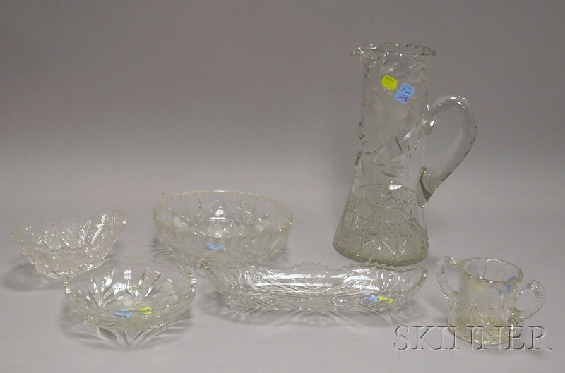 Appraisal: Six Pieces of Cut Glass four candy dishes a sugar