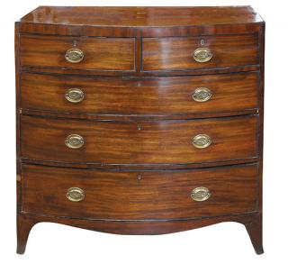 Appraisal: George III mahogany bow-front chest of drawers circa the shaped