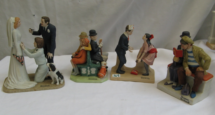 Appraisal: FOUR NORMAN ROCKWELL PAINTED BISQUE PORCELAIN FIGURES Bride to Be