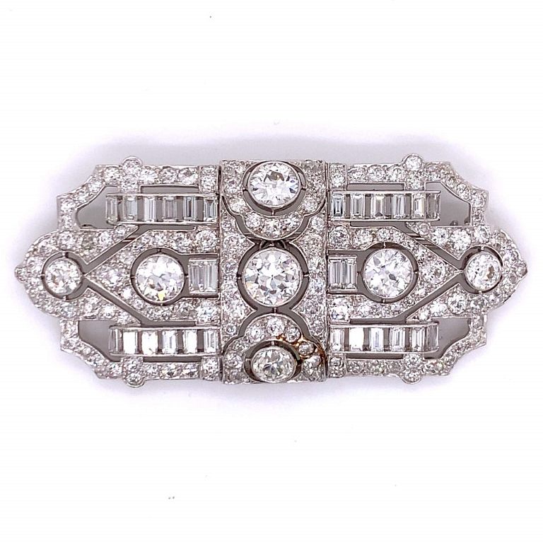 Appraisal: Ct Diamond Brooch Platinum Art Deco Diamond Brooch Weighing grams