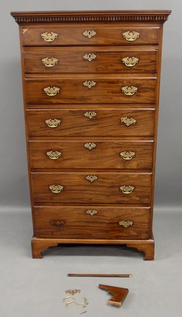 Appraisal: English mahogany chest of drawers th c h x w