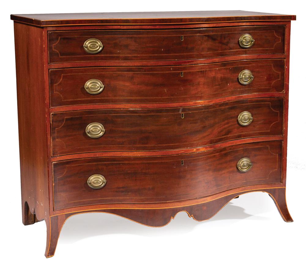 Appraisal: Federal Inlaid Mahogany Serpentine Chest of Drawers early th c