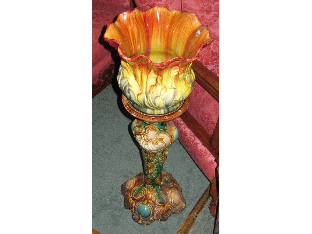 Appraisal: Bretby glazed pottery jardiniere on stand