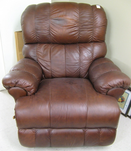 Appraisal: CONTEMPORARY LEATHER RECLINER ROCKER Lay-Z-Boy Furniture Co Monroe Michigan with