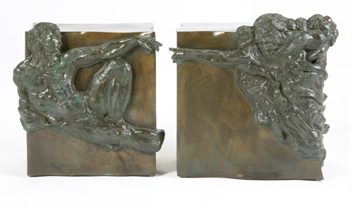 Appraisal: PHILIP KELVIN LAVERNE Set of bronze stools after Michelangelo's Creation