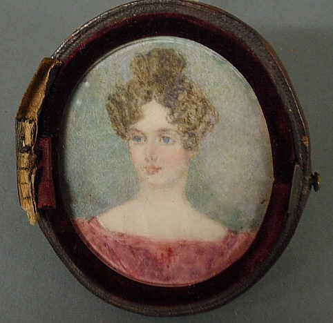 Appraisal: Miniature watercolor portrait c probably English h x w