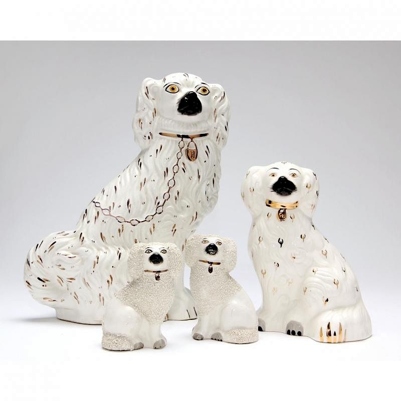 Appraisal: Four Staffordshire Porcelain Dogs circa the largest marked Old Staffordshire