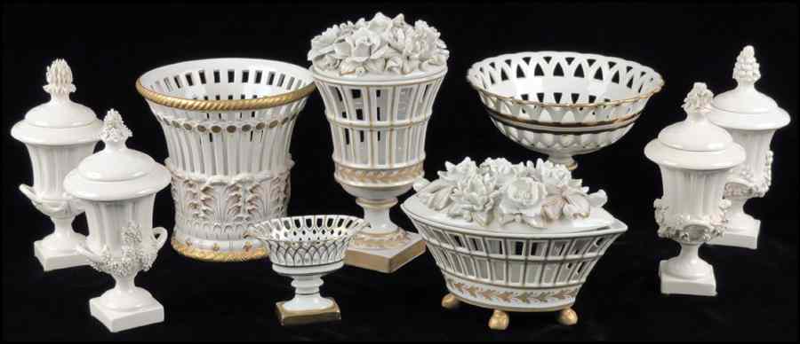 Appraisal: TWO ARDALT GILT PORCELAIN BASKETS Together with a Mottahedeh gilt