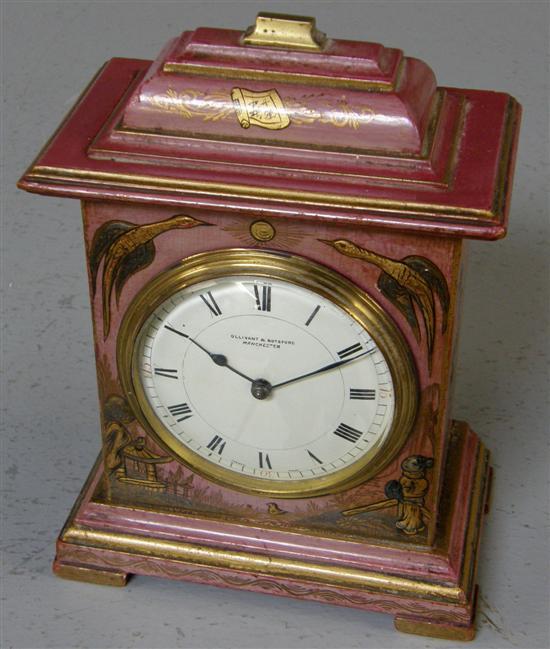 Appraisal: Edwardian mantel clock with a white enamel dial black Roman