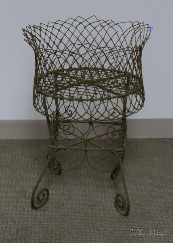 Appraisal: Green-painted Wirework Plant Stand ht dia in